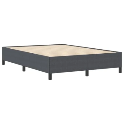 Image of vidaXL Dark Grey Fabric Wooden Platform Bed Frame 140x200 cm Modern Bedroom Furniture with Storage Space