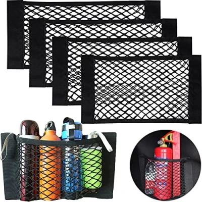 Image of Yueser Car Storage Net, 4 Pack Net Mesh Cargo Elastic String Boot Bag Trunk Pockets Rear Seat Organizer (4 Sizes)