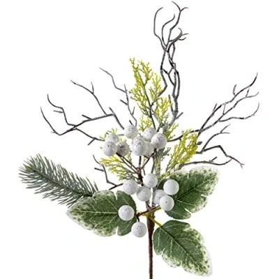 Image of WeRChristmas Artificial Frosted Berries Pick Christmas Tree Decoration, White, 31 cm