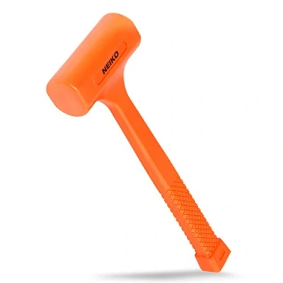 Image of Neiko 02846A 1 LB Dead Blow Hammer, Neon Orange I Unibody Molded Checkered Grip Spark and Rebound Resistant