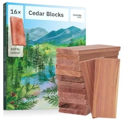 Image of Cedarwood Moth Repellent Planks : 16 Wardrobe Fresheners Cedar Wood Blocks as Clothes Drawer and Freshener Anti Chips Inovida