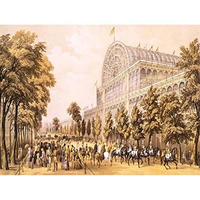 Image of Wee Blue Coo Painting Exhibition Crystal Palace Glass Great Victorian London Art Print Poster Wall Decor 12X16 Inch