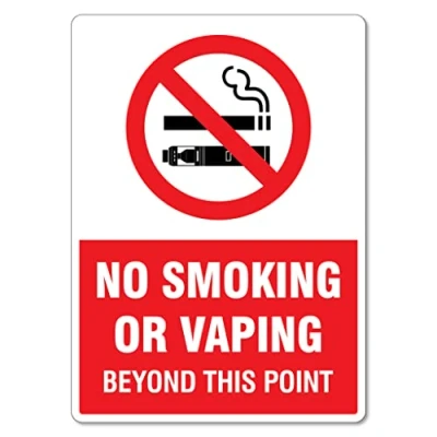 Image of No Smoking Or Vaping Beyond This Point Sign Hygiene Signs Metal Tin 12x16 Inches Caution Danger Safety Security Warning Notice