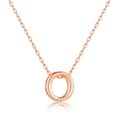 Image of Philip Jones Rose Gold Plated Initial Necklaces A to Z Created with Zircondia® Crystals (O)