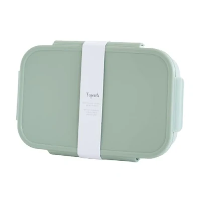 Image of 3 Sprouts Recycled Plastic Bento Box for Kids Eco Friendly Lunch Boxes Leakproof Kid Toddler Daycare with Multiple Compartments, Microwave &amp; Dishwasher Safe Green