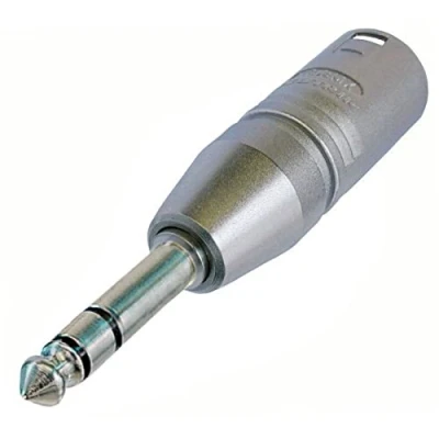 Image of Neutrik NA3MP 3 Pin XLR Male Stereo Jack Plug Adaptor, 6.35 mm, Silver