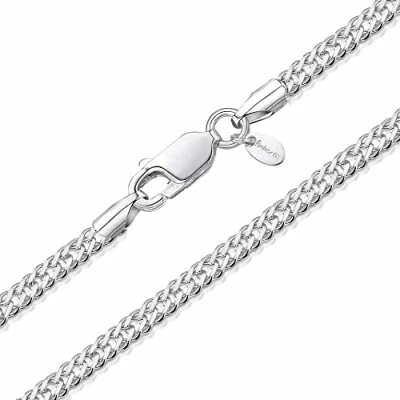 Image of Amberta Women 925 Sterling Silver 2 mm Rhombus Curb Chain Necklace: 2.3 Necklace 16 inch/40 cm