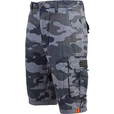 Image of Crosshatch New Mens Cargo Combat Shorts Cotton Army Camo Twill Summer Half Pants Camouflage Military Knee Length Bermuda [Charcoal (Guanma), 34]