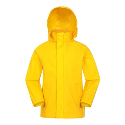 Image of Mountain Warehouse Pakka Kids Waterproof Jacket Wind Resistant, Lightweight &amp; Breathable Rain Coat for Girls Boys with Packaway Bag Wet Weather, Travel, Spring Summer Yellow 9 10 Years