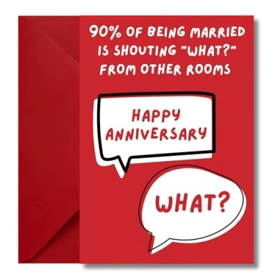 Image of LimaLima Anniversary Card Wedding Funny Shouting What Design For Wife &amp; Husband