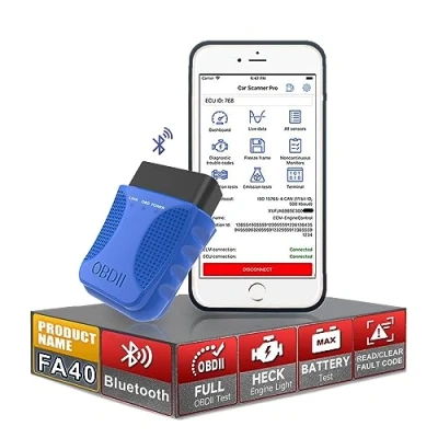 Image of Wireless OBD2 Scanner Bluetooth, for iOS iPhone/Android Automatic Diagnostic Scanning Tool, Car Fault Check Engine Light OBDII Code Reader All Protocol Vehicles Bluetooth 4.2