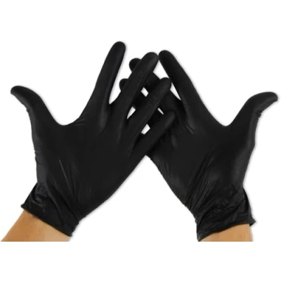 Image of KMINA Nitrile Gloves XL Black (x1 Pack 100 units), Powder FREE Disposable Gloves, Latex Free, Multi Purpose Ambidextrous, (LATEX GLOVES)