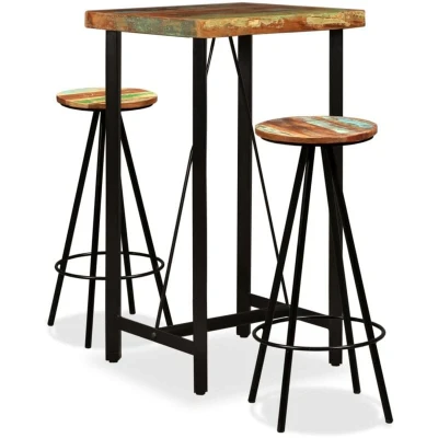 Image of vidaXL Bar Set 3 Pieces Solid Reclaimed Wood