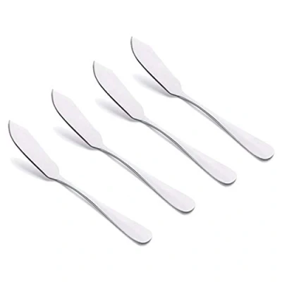 Image of VANRA Cheese Spreader Knife Set 4 Piece Stainless Steel Butter Small Sandwich Condiment Jam Bread Cream Canape Knives Spatula 5.9 inch