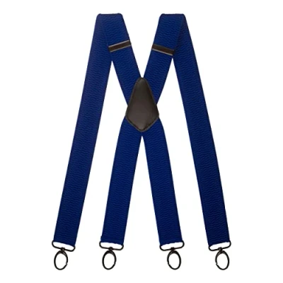 Image of Olata Heavy Duty X Shape Multi Purpose Wide Braces/Suspenders with Carabiner Clips 4cm. White (Black Clips)
