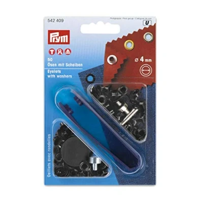 Image of Prym Eyelets with washers, antique brass, 4mm x 50 pc, Metal, 14 9.3 2.5 cm