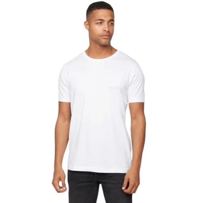 Image of Crosshatch Mens Graphic and Plain Crew Neck Tee T Shirt Short Sleeve Top by JEANBASE White M