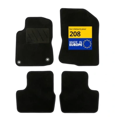 Image of DBS Car Mat Tailored for 208 With Fixing Clips Non Slip Galaxy Carpet Set of 4