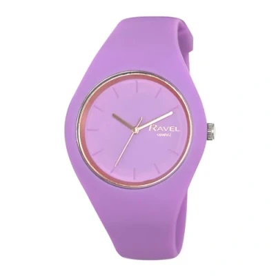 Image of Ravel Unisex Slim Comfort Fit Contrast Silicon Strap Watch Analogue Quartz R1804.07 Purple/Rose Gold Tone