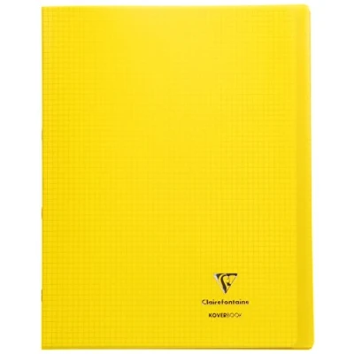 Image of Clairefontaine Ref 984606C Koverbook Side Stapled Notebook (24 Sheets) A4+ in Size, Square Ruling, Polypro Cover, 90gsm Brushed Vellum Paper Yellow Cover