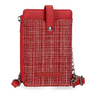 Image of Pepe Jeans Oana Red Mobile Shoulder Bag 9,5x16,5 cm Polyester with Synthetic Leather details