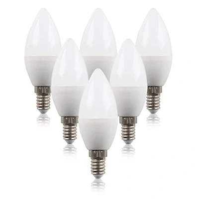 Image of MiniSun Pack of 6 Thermal Plastic 4w High Power LED SES E14 40w Replacement Frosted Opal Candle Bulbs 3000K Warm White