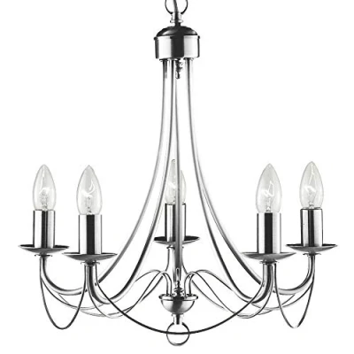 Image of Maypole 5 Light Multi Arm Ceiling Pendant Satin Silver, E14