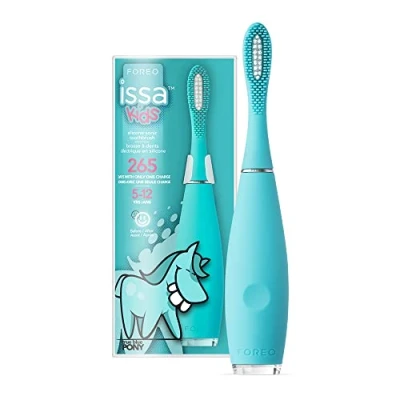 Image of FOREO ISSA kids 5 12 Electric Sonic Toothbrush, Medical grade Silicone + PBT Polymer Bristles, 6 months Replaceable Brush Head, 265 Uses/USB Charge, Smile Helpers, FDA Approved, 2 year Warranty