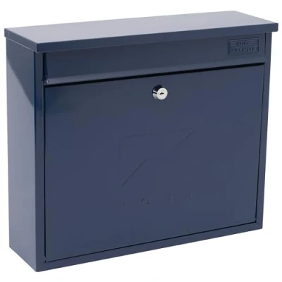 Image of Burg Wachter MB02MB Midnight Blue Elegance Wall Mounted Galvanised Steel Lockable Weatherproof Post Box 36x31x10cm, 310 x 362 112