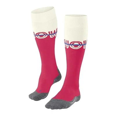 Image of FALKE Women&#039;s SK4 Advanced W KH Wool Warm Thin 1 Pair Skiing Socks, Red (Rose 8564) Snow, 5.5 6.5