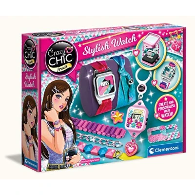 Image of Clementoni Crazy Chic: Stylish Watch Jewellery Making Kit for Girls, Personalise Your Look with Interchangeable Straps (7+Years)