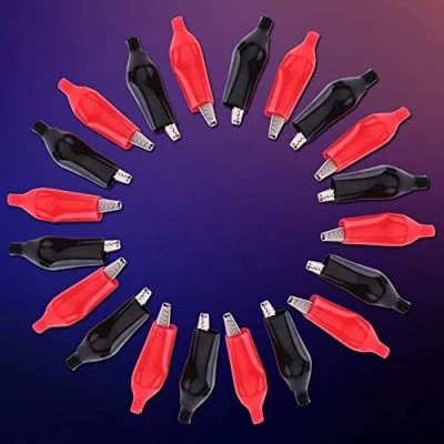 Image of 20pcs 28MM Metal Crocodile Clip Alligator Electrical Clamp for Testing Probe Meter, Black&amp;Red