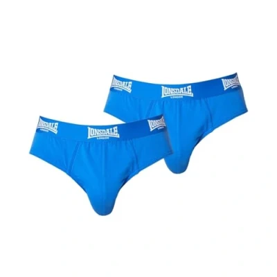Image of Lonsdale Mens 2Pk Brief Underwear Briefs Elasticated Waist Blue M