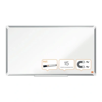 Image of Nobo Premium Plus Widescreen Steel Magnetic Whiteboard 890x500mm, Aluminium Trim, EU Ecolabel Certified, 1915371
