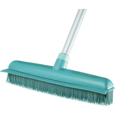 Image of Leifheit Supra Broom, Rubber Ideal for Sweeping Pet Hairs, Broom Indoors or Outside, Wash Clean, 35 cm width, Telescopic Ajustable Handle 80 140