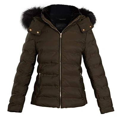 Image of shelikes Womens Winter Jacket Ladies Quilted Coat Faux Fur Hooded Padded Parka Warm Jackets