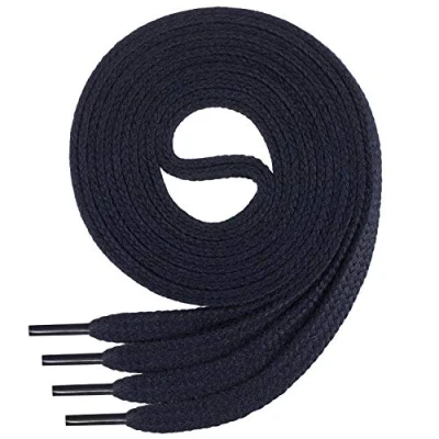 Image of Di Ficchiano 1 pair of quality polyester shoelaces, tear proof, flat, approx. 7.0 mm wide, 15 colours, 70 200 cm long blue dark