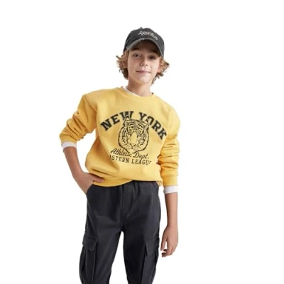 Image of DeFacto Boy&#039;s B7772A8 Sweatshirt, Yellow, 11 12 Years