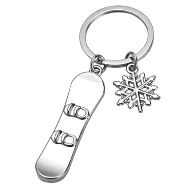 Image of ARFUKA Keyring Snowboard Pendant Keychain Metal Key Ring Charm Jewellery Christmas Birthday Gift Keyrings Chain Holder for Men and Women