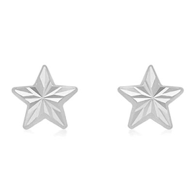 Image of Carissima Gold Children&#039;s 9 ct White Diamond Cut Star Stud Earrings