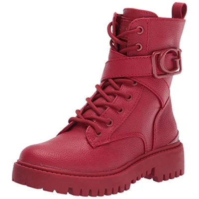 Image of GUESS Women&#039;s Gworana Combat Boot, Red, 5 UK