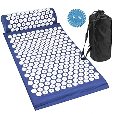 Image of Komodo Acupressure Mat with Pillow &amp; Ball Acupuncture Pin Massage Set (Blue)