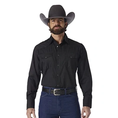 Image of Wrangler Men&#039;s 75214bkt button down shirts, Black, XXL Tall UK