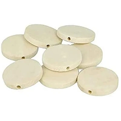 Image of Artemio Flat Wooden Beads 25mm, Wood, Brown, 18 perles de 25 mm