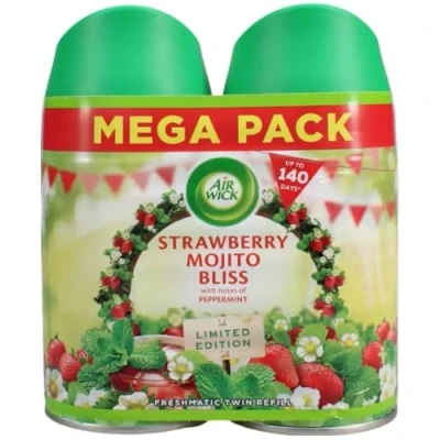 Image of 2 x Air Wick Freshmatic Automatic Spray Refill 250ml Strawberry Mojito Bliss