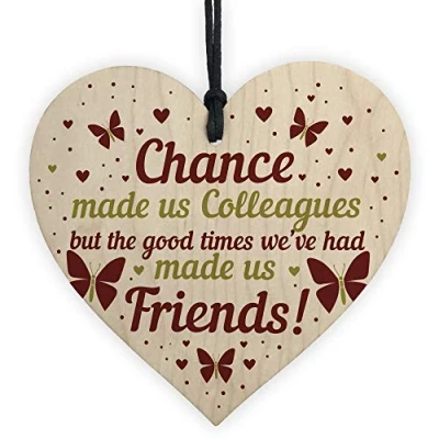Image of RED OCEAN Colleague Made Us Friends Leaving Gifts Wooden Heart Plaque Work Friendship Thank You