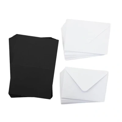 Image of Crafter&#039;s Companion A6 Black Pack of 100 Includes Card Blanks &amp; 50 White Envelopes Greate for a Variety Occasions