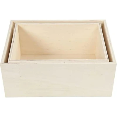 Image of Storage Boxes, rectangle, H: 27+31 cm, W: 19,5+22,5 plywood, 2pcs, depth 12,5 cm