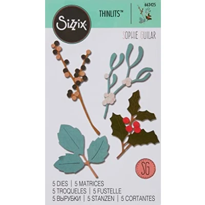 Image of Sizzix Thinlits Die Set 663425 Winter Leaves by Sophie Guilar, 5 Pack, Paper, Multi Colour, One Size