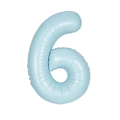Image of Giant Foil Number 6 Balloon 86 cm Matte Baby Blue